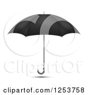 Clipart Of A 3d Black Umbrella And Shadow Royalty Free Vector Illustration