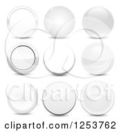 Clipart Of 3d Glossy White Round Icons And Shadows Royalty Free Vector Illustration by vectorace