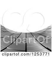 Clipart Of A 3d Shiny Metal Tile Curve Over White Background Royalty Free Vector Illustration
