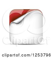 Clipart Of A 3d Peeling White And Red Square Icon And Shadow Royalty Free Vector Illustration by vectorace