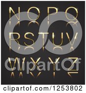 Poster, Art Print Of 3d Capital Gold And Diamond Alphabet Letters N Through Z On Black