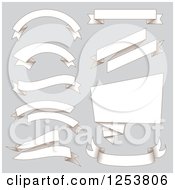Poster, Art Print Of Paper Ribbon Banners On Gray