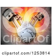 Clipart Of A 3d V8 Engine Over An Explosion Royalty Free Illustration