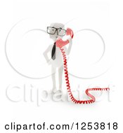 Clipart Of A 3d Block Head Businessman Talking On A Phone Royalty Free Illustration