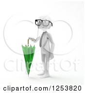 Clipart Of A 3d Block Head Businessman Holding An Umbrella Royalty Free Illustration by Mopic