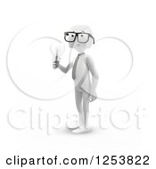 Clipart Of A 3d Block Head Businessman Holding A Light Bulb Royalty Free Illustration