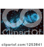 Clipart Of 3d Nano Technology With Molecules On Black Royalty Free Illustration