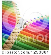 Poster, Art Print Of 3d Sharpener Zipper Through Colorful Pencils