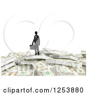 Poster, Art Print Of 3d Businessman On A Pile Of Cash Money Over White
