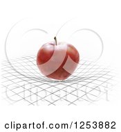 3d Red Apple Bending A Grid Spacetime Gravity Concept