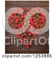 Poster, Art Print Of 3d Heart Of Strawberries And Raspberries Over Wood