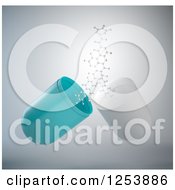Clipart Of A 3d Pill Capsule And Molecules Royalty Free Illustration by Mopic