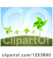 Poster, Art Print Of 3d Green Pinwheels On A Grassy Hill