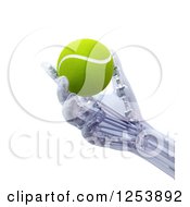 Poster, Art Print Of 3d Artificial Prostheic Robot Hand Holding A Tennis Ball