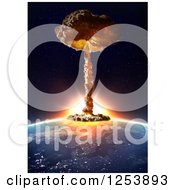 Poster, Art Print Of 3d Nuclear Mushroom Cloud Over Earth