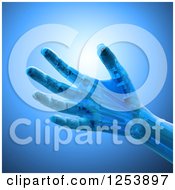 Poster, Art Print Of 3d Artificial Prosthetic Robotic Hand Over Blue