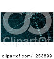 Clipart Of 3d Binary Coding In Grids Over Black Royalty Free Illustration