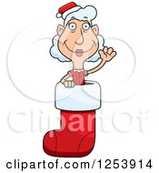 Grandma Christmas Elf Waving In A Stocking