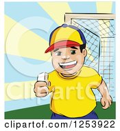 Poster, Art Print Of Happy Boy Holding Chalk