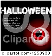 Poster, Art Print Of Red Eyeball And Halloween Sample Text On Black