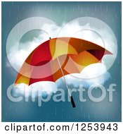 Poster, Art Print Of Red And Orange Umbrella In The Rain