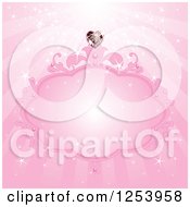 Poster, Art Print Of Pink Princess Frame With A Heart Diamond And Rays