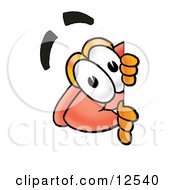 Sink Plunger Mascot Cartoon Character Peeking Around A Corner