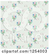 Clipart Of A Seamless Background Pattern Of Easter Bunny Rabbits And Trees Royalty Free Vector Illustration