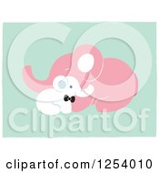 Clipart Of A Cute Baby Elephant Cuddling With Its Mom On Green Royalty Free Vector Illustration by Cherie Reve