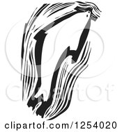 Clipart Of A Black And White Woodcut Swimming Seal Royalty Free Vector Illustration