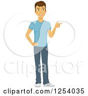 Poster, Art Print Of Casual Brunette Caucasian Man Pointing