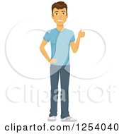 Poster, Art Print Of Casual Brunette Caucasian Man Holding A Thumb Up