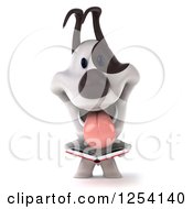 Clipart Of A 3d Jack Russell Terrier Dog Reading A Book Royalty Free Illustration