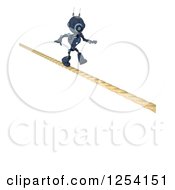 Poster, Art Print Of 3d Blue Android Robot Crossing A Tight Rope