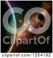 Clipart Of A 3d Colorful Starfield With Planets Royalty Free Illustration