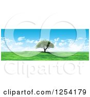 Poster, Art Print Of 3d Lone Tree On A Hill Against A Blue Sky With Clouds