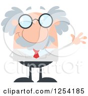 Clipart Of A Senior Scientist Waving Royalty Free Vector Illustration by Hit Toon