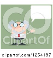 Poster, Art Print Of Senior Scientist Waving And Talking Over Green