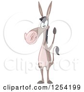Clipart Of A Friendly Donkey Waving Royalty Free Vector Illustration