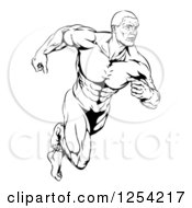 Black And White Running Muscular Man