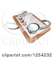 3d Stethoscope On A Medical Records Clipboard