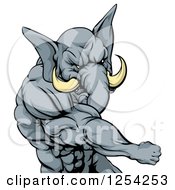 Punching Muscular Elephant Man Mascot