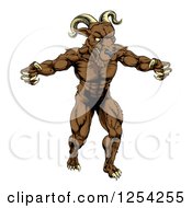 Poster, Art Print Of Muscular Angry Ram With Claws Bared