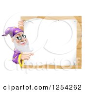 Poster, Art Print Of Senior Wizard Pointing Around A Posted Notice Sign On Wood