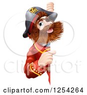 Poster, Art Print Of Bearded Pirate Captain Pointing Around A Sign