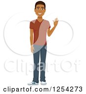 Clipart Of A Casual Handsome Young Black Man Waving Royalty Free Vector Illustration by Amanda Kate