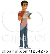 Poster, Art Print Of Casual Handsome Young Black Man Taking Notes