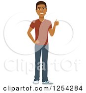 Poster, Art Print Of Casual Handsome Young Black Man Holding A Thumb Up