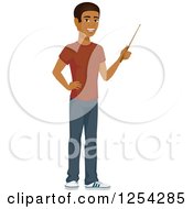 Poster, Art Print Of Casual Handsome Young Black Man Using A Pointer Stick
