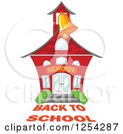 Clipart Of A Red Building With Back To School Text Royalty Free Vector Illustration